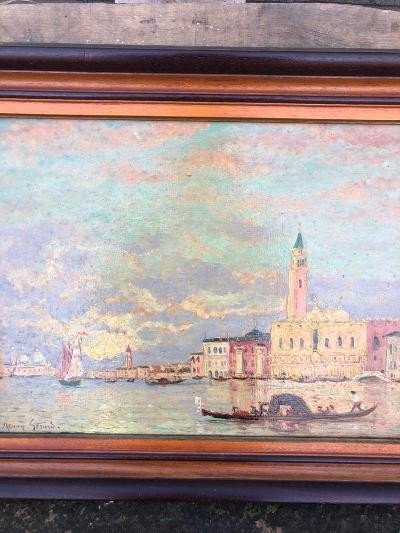 Peinture Huile Signé Henry Gerard Vue De Venise-photo-4