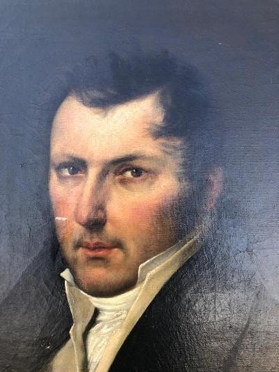 Portrait Of A Man Of Quality Oil On Canvas Circa 1850 Original Golden Frame-photo-3