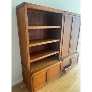 Solid Double Elm Bookcase Pierre Chapo 