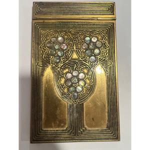 Bronze And Mother Of Pearl Art Nouveau Calendar Holder Signed Tiffany New York No 1169