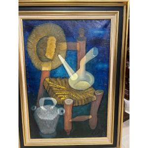 Oil Painting On Canvas Signed Louis Toffoli The Chair