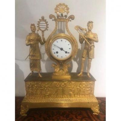 Gilt Bronze Clock Empire Period Email Dial