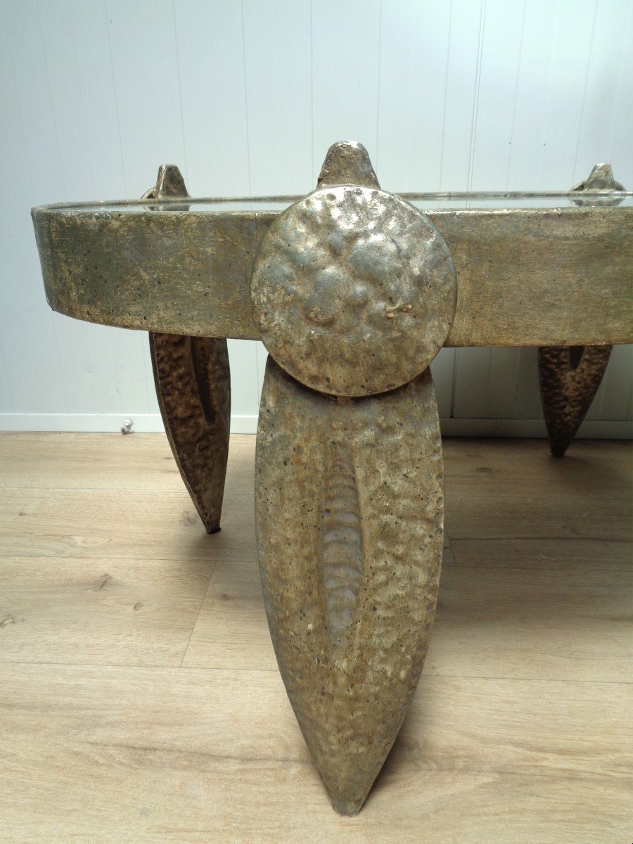 Hammered Iron Coffee Table By Nicolas Blandin-photo-3