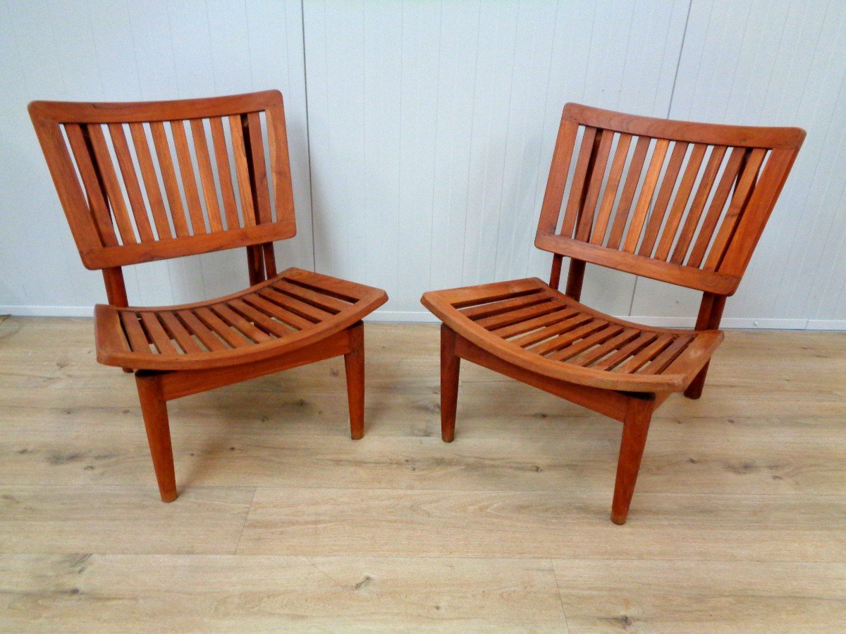 Pair Of Teak Armchairs-photo-3