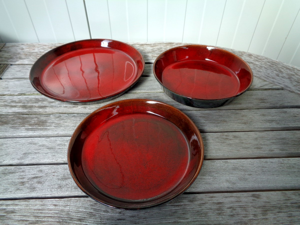 Manganese Red Ceramic Dinner Service By Gérard Hoffman-photo-5