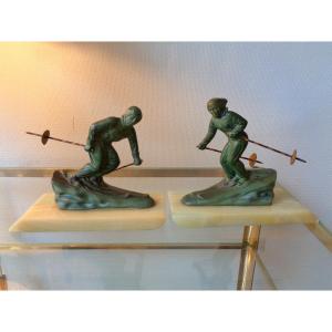 Pair Of Skier Bookends