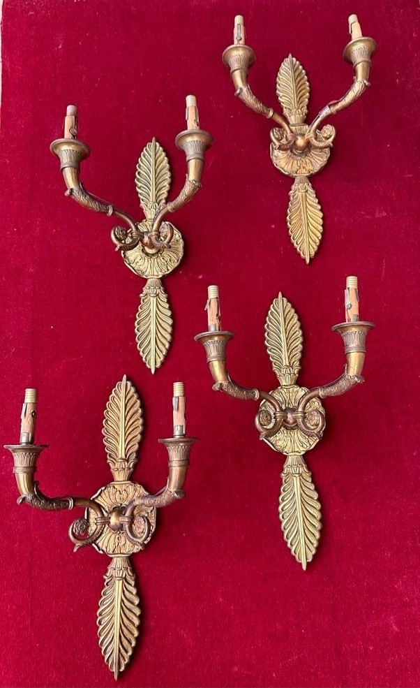 Series Of 4 Empire Style Gilt Bronze Sconces 