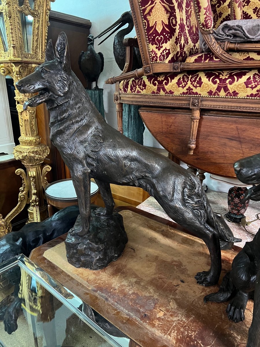 Large Pair Of Bronze Dogs -photo-2