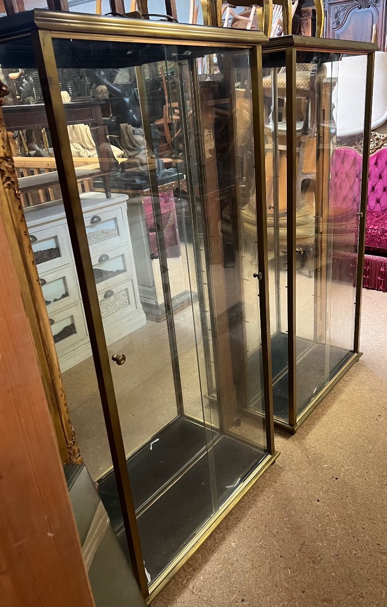 Pair Of Brass Display Cabinets -photo-3