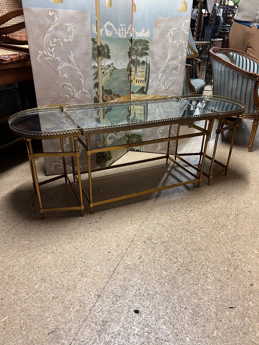 Tripartite Table In Gilt Bronze 