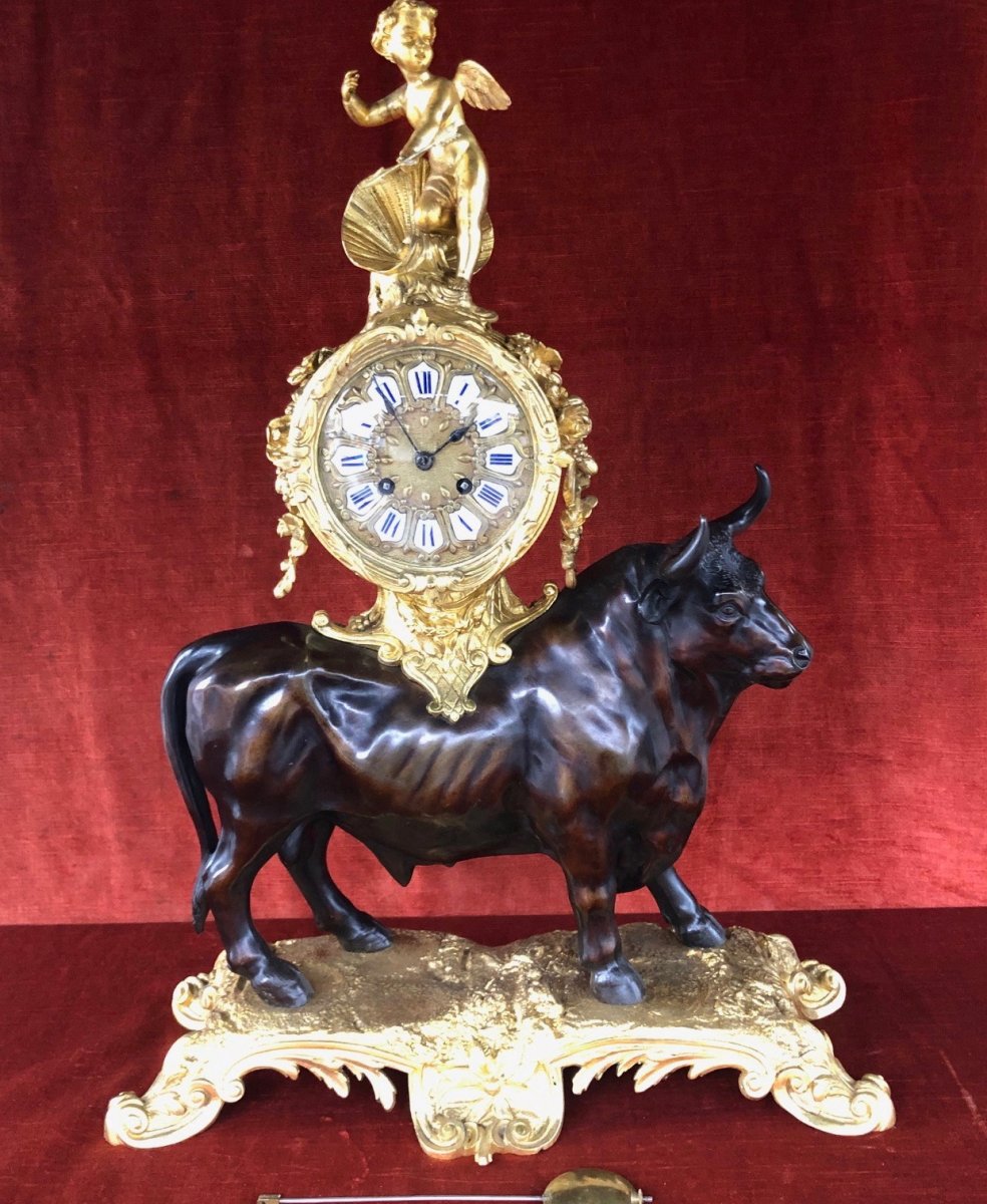 Important Bronze Pendulum In Bull Napoleon III