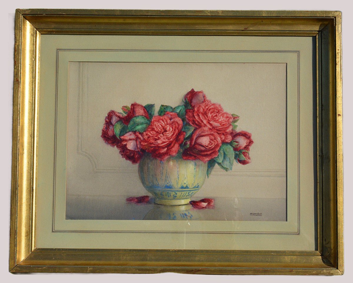 Tableau de vase aux roses rouges de Rosenstock