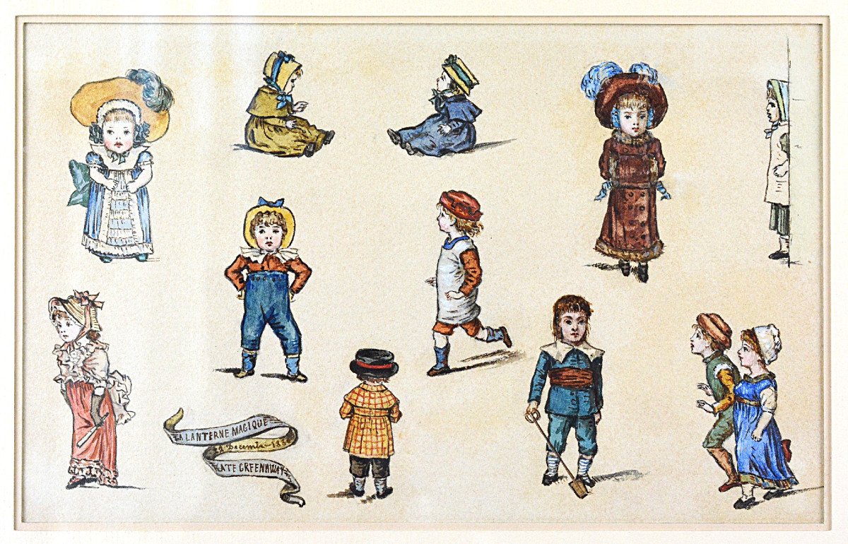 Dessin aquarellé de personnages de Kate Greenaway-photo-2