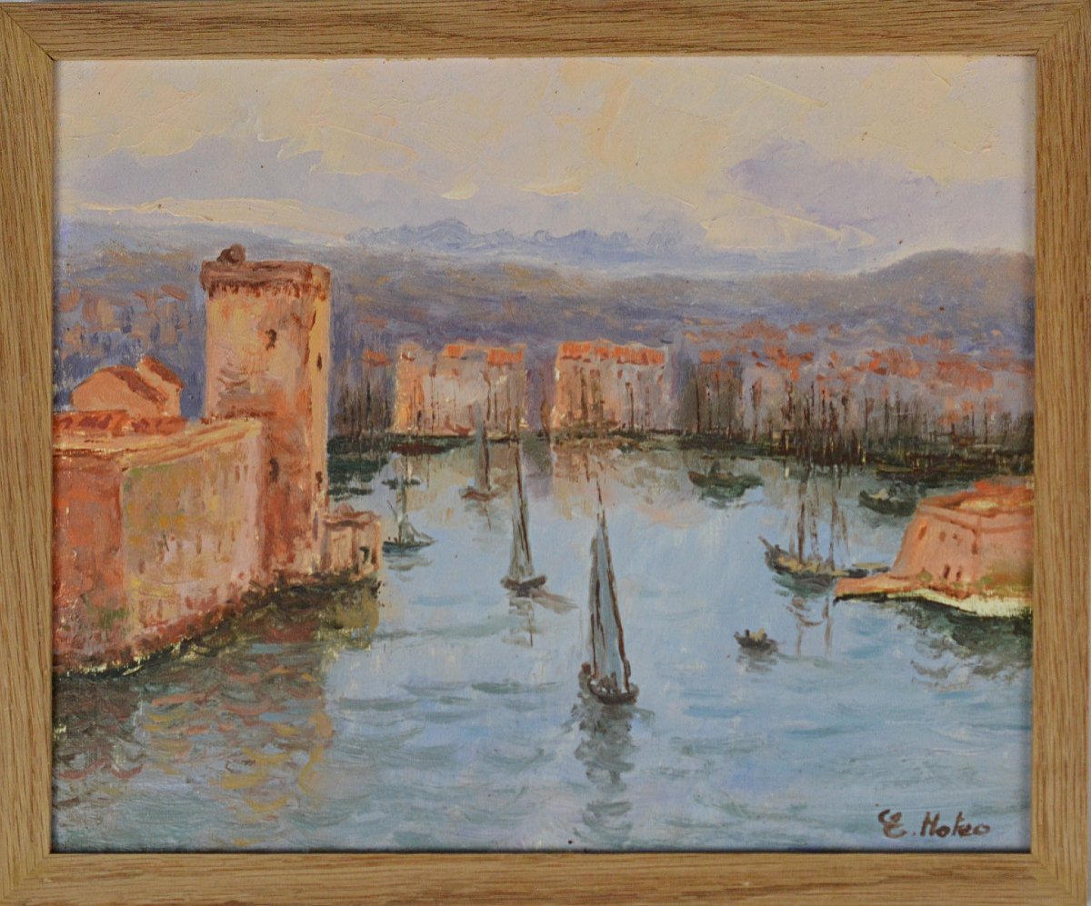 Vue du port de Marseille par E. Mateo