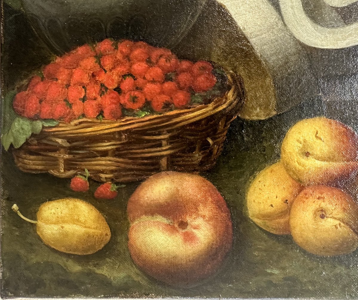 Eusebio Lodone.xix°: Still Life With Fruits, Oil On Canvas, Signed And Dated Lower Right-photo-3