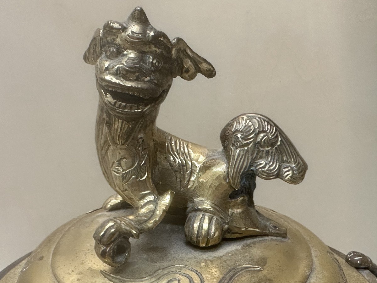 "perfume Burner In Gilt Bronze 19th Century Vietnam Or China - Qing Dynasty" Height 34 Cm-photo-2