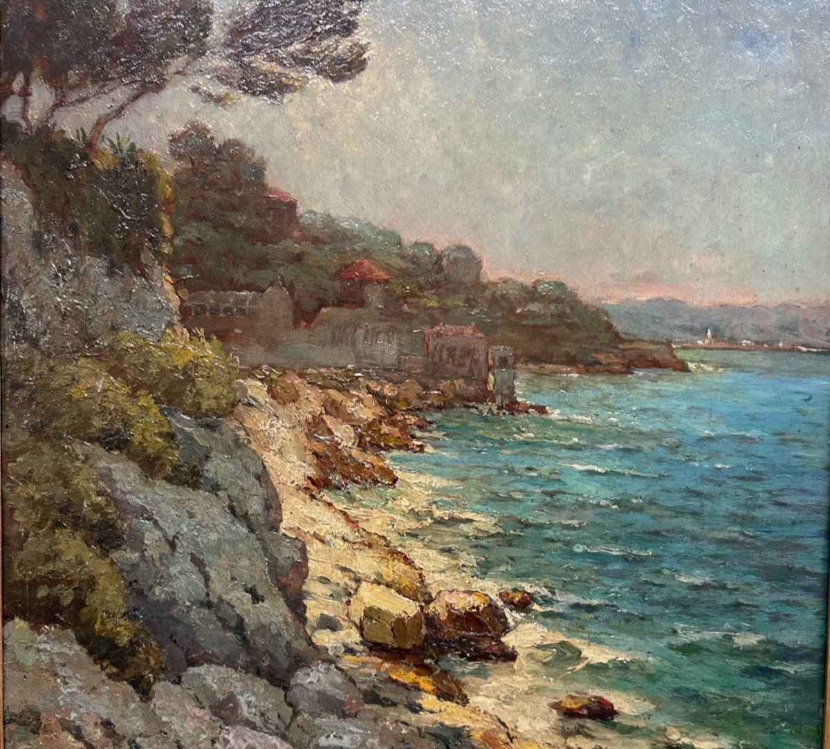 Michel Vilalta (1871-1942): "calanque Near Marseille", Oil On Walnut Panel, Signed-photo-3