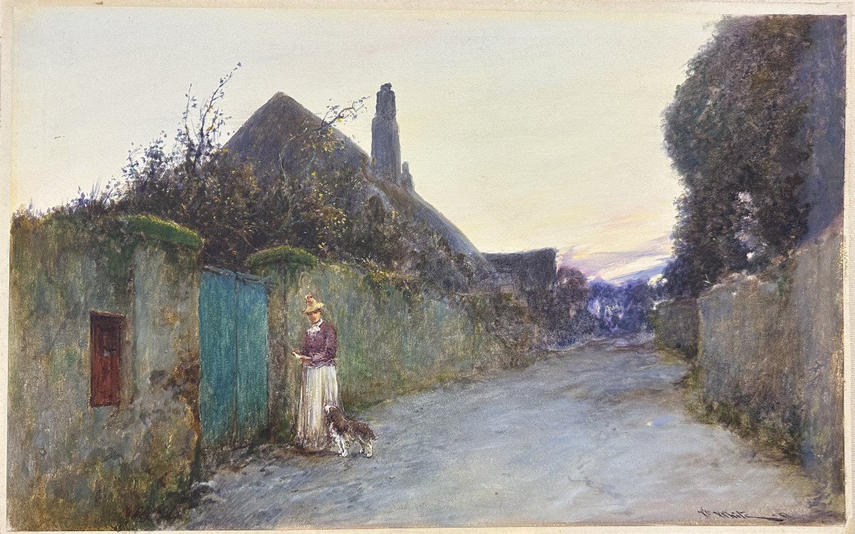 John White (1851-1933) Scottish/devon: "the Evening Mail" Watercolour And Gouache Size 29 X 47 Cm-photo-2