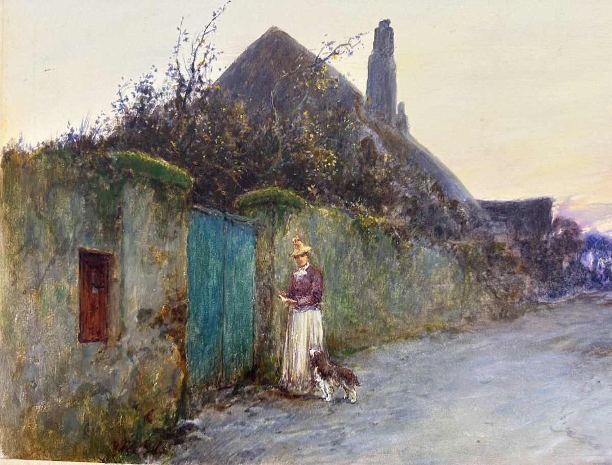 John White (1851-1933) Scottish/devon: "the Evening Mail" Watercolour And Gouache Size 29 X 47 Cm