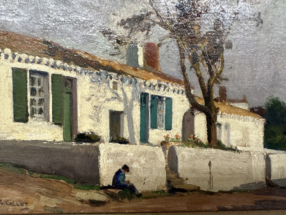 Henri CALLOT (1875-1956) La Rochelle"La maison du murier, Ile d'Yeu" Peintre officiel de marine-photo-3