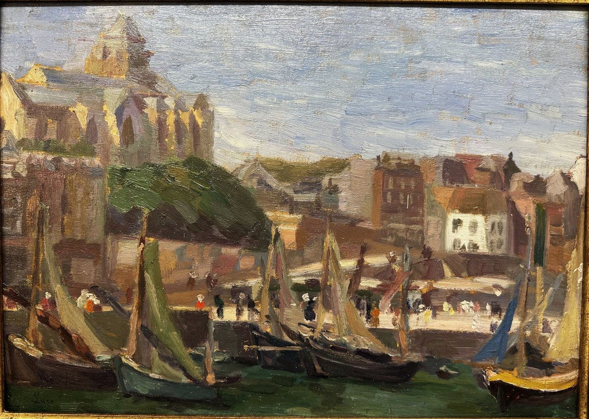 Maximilien Luce (1858-1941): "le Tréport; View Of The Port" Neo-impressionist. Seine Maritime-photo-2