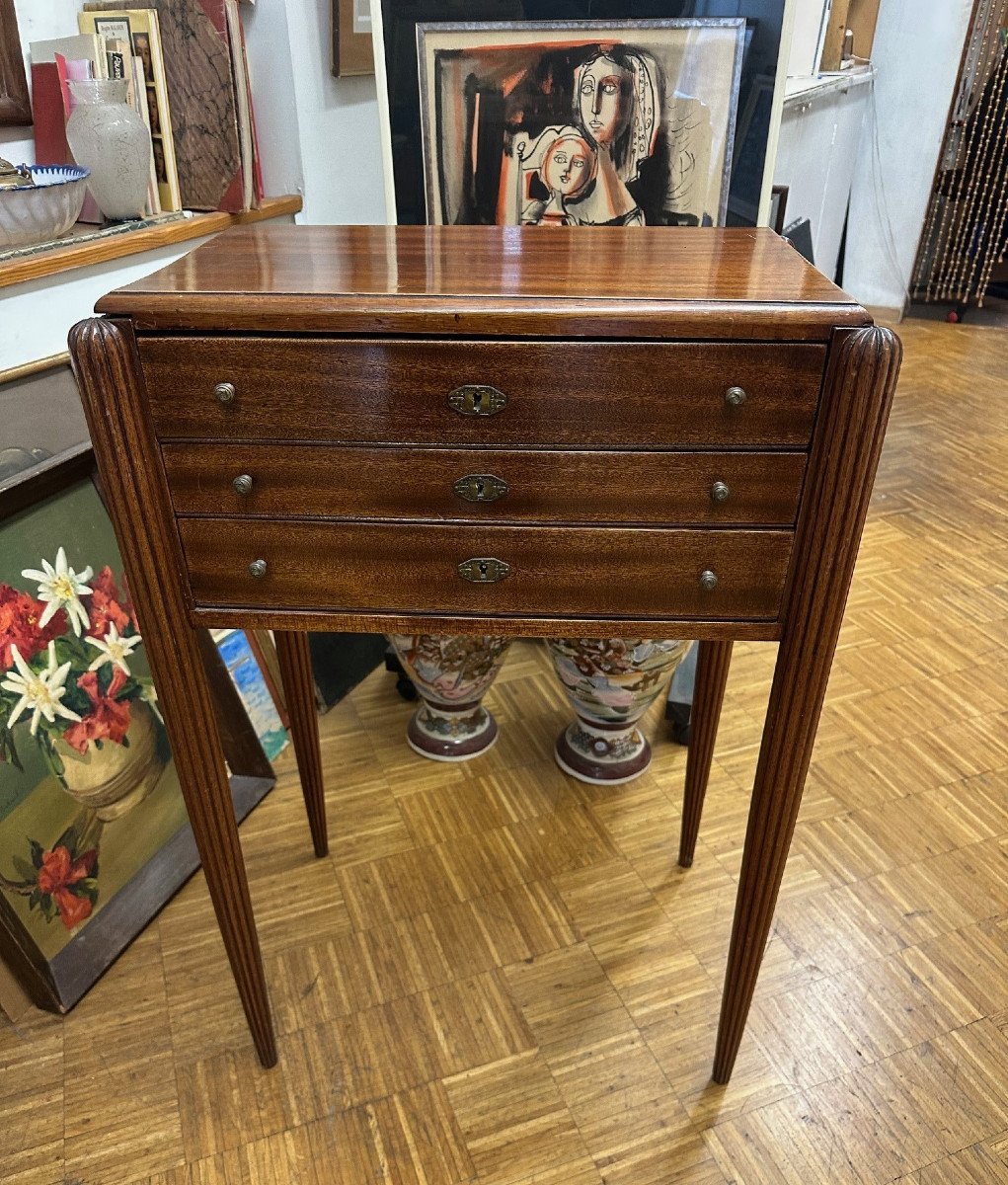 Art Deco Period Furniture "empty 3-drawer Silver Cabinet" Height 85 Width 57 Depth 38 Cm