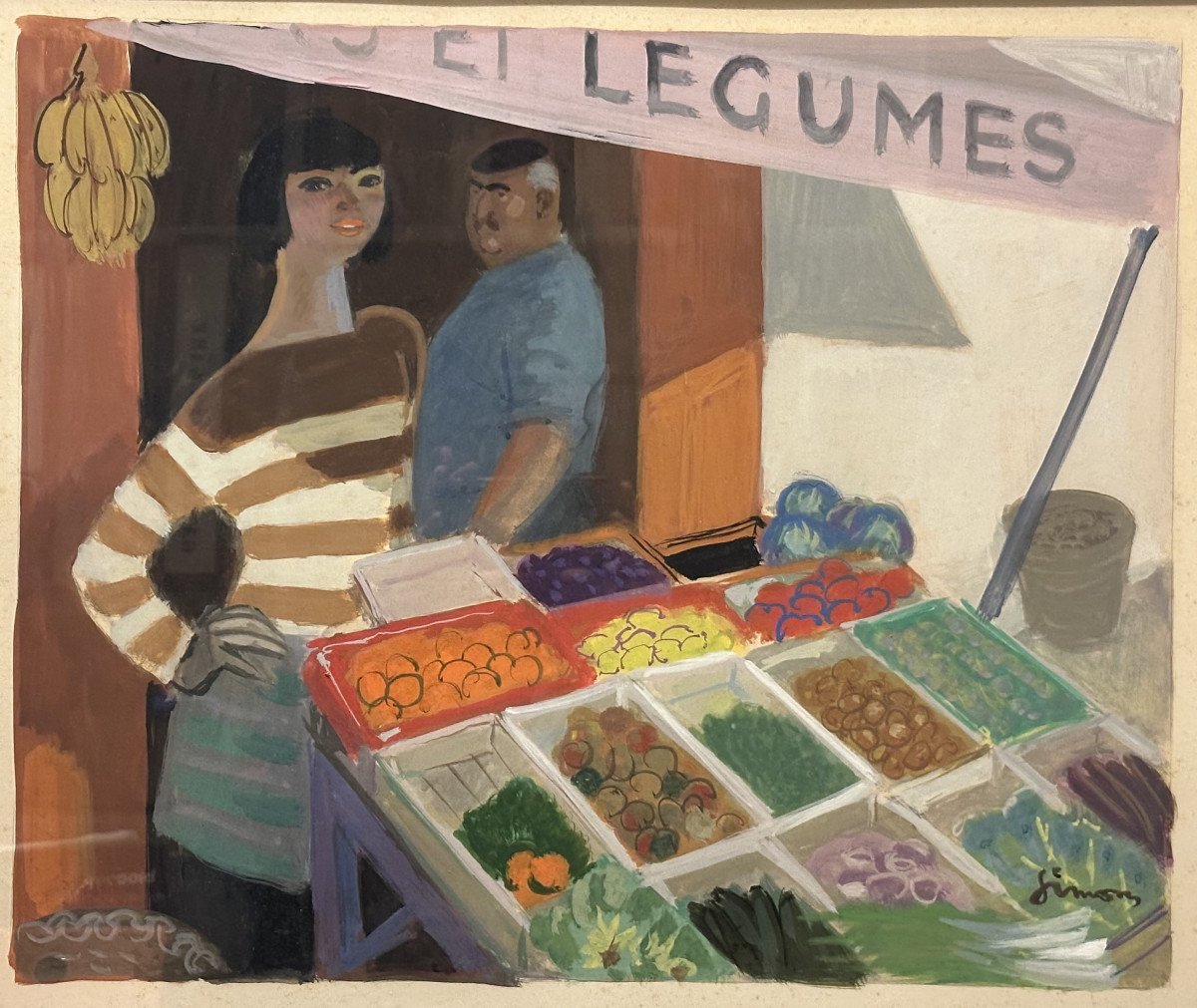 Simon XX°, Saint Tropez, Bb, Bardot, Vintage, Côte D’azur “fruits And Vegetables” Gouache-photo-2