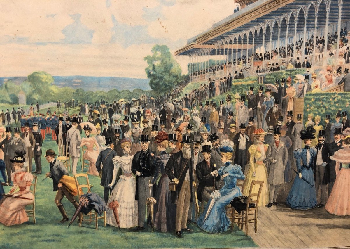 Raymond Joseph De Fournier-sarloveze (1836-?): "the Races In Auteuil"-photo-2