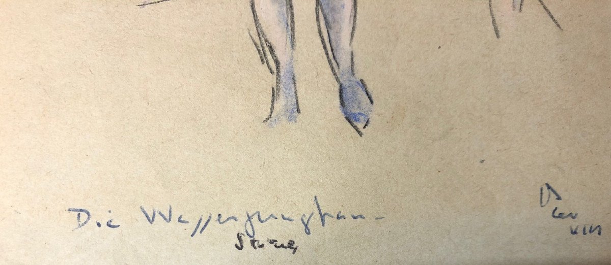 Dessin; Pastel; Expressionisme Allemand; XX° siècle : "Die wasserjungfrau"; Heckel, Kirchner...-photo-3