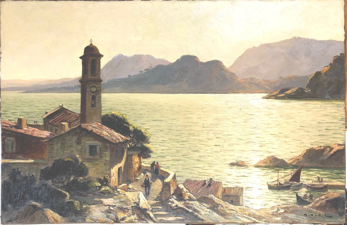 Vidal Gustave (1895 - 1966) «vue d'Un Village Corse» Porticcio Ajaccio Corsica Bastia Avignon