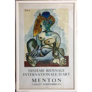 Pablo PICASSO (1881-1973) : "Affiche dixième biennale internationale d'art de Menton" Mourlot