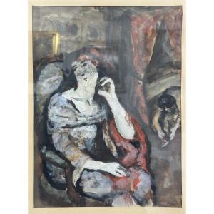 Alexander Mohr (trèves 1892 - Athènes 1974) "Métaphore Femmes"; Gouache Expressioniste Allemand