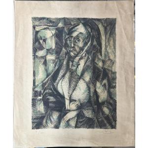Giancarlo Vitali (1929-2018): "the Woman With The Cat"; Signed Lithograph, Numbered 11/40