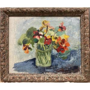 Victor Charreton (1864-1936) Bourgoin-jallieu "vase Of Flowers" Oil On Canvas Signed Lower Left