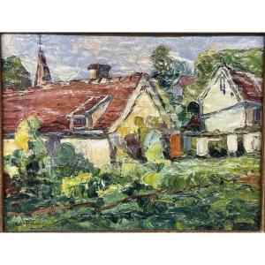 Abel Bertram (1871-1954) Saint-omer (pas-de-calais) "the Red Roofs" Oil On Canvas