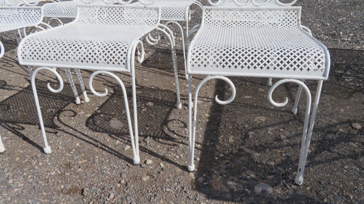 Table And Chairs In Sheet Metal And Wrought Iron-photo-2