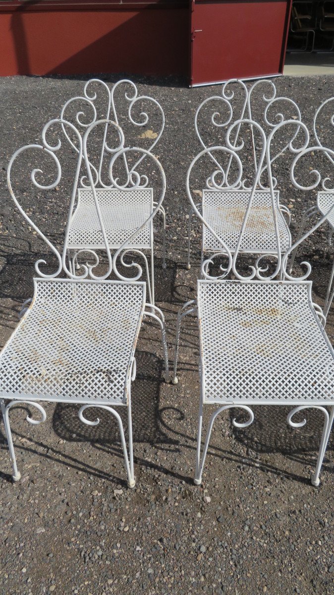Table And Chairs In Sheet Metal And Wrought Iron-photo-6