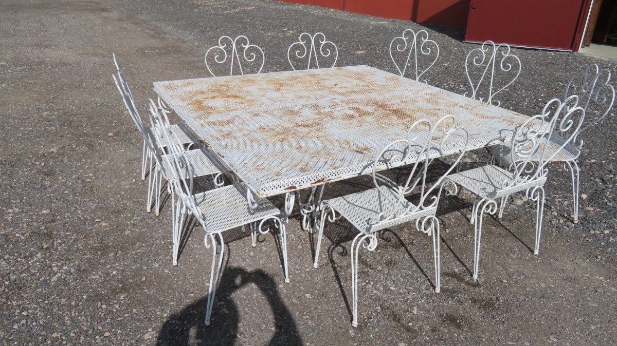 Table And Chairs In Sheet Metal And Wrought Iron
