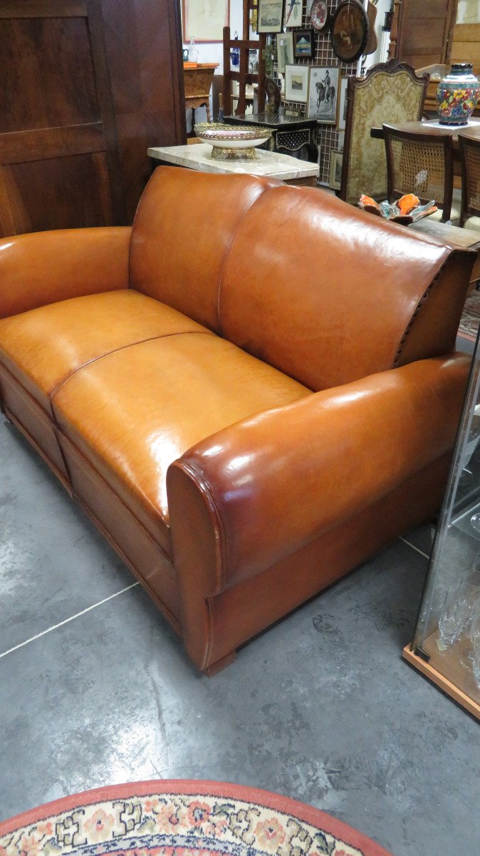 Pair Of Club Armchairs And Sofa-photo-3