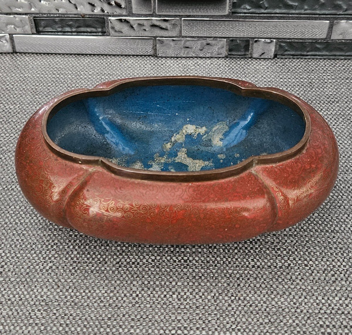 Jardiniere Vide Poche Bronze Cloisonné Asiatique -photo-2