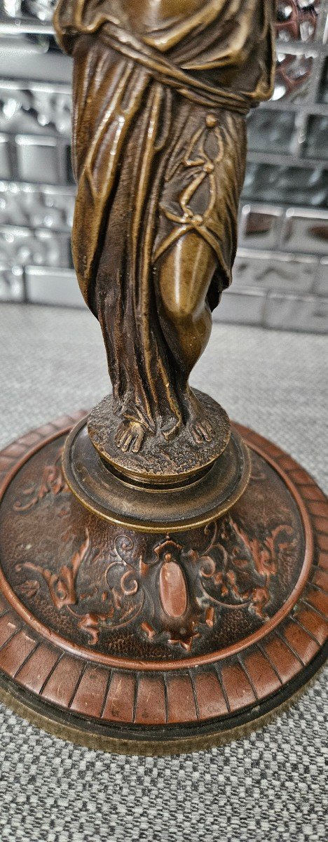 Pair Of Bronze Caryatid Candlesticks Ab Paris-photo-3