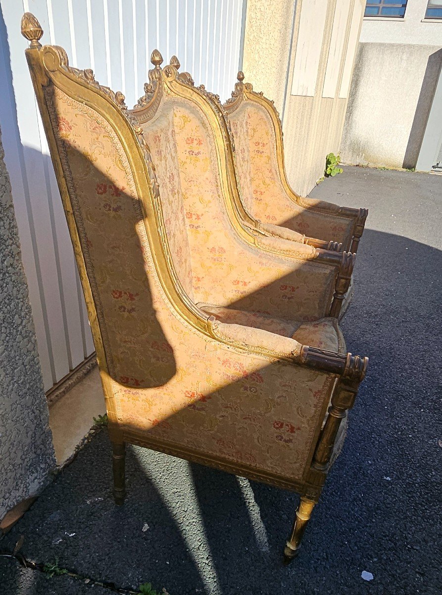 Pair Of Louis XVI Style Bergeres To Be Restored Nap 3-photo-2