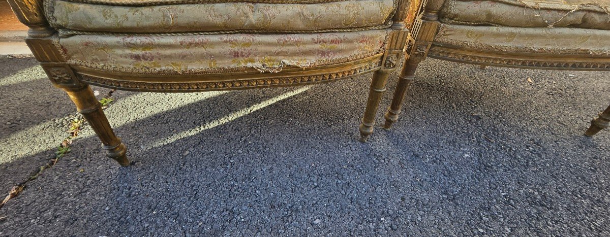 Pair Of Louis XVI Style Bergeres To Be Restored Nap 3-photo-4