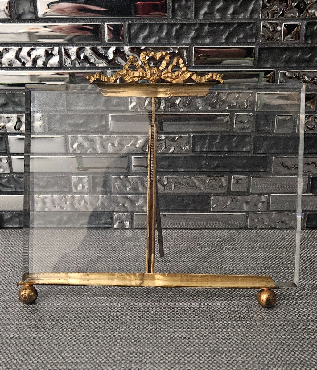 Brass And Beveled Glass Photo Frame