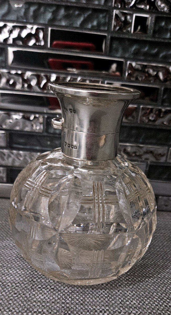 Small Crystal And English Silver Carafe 