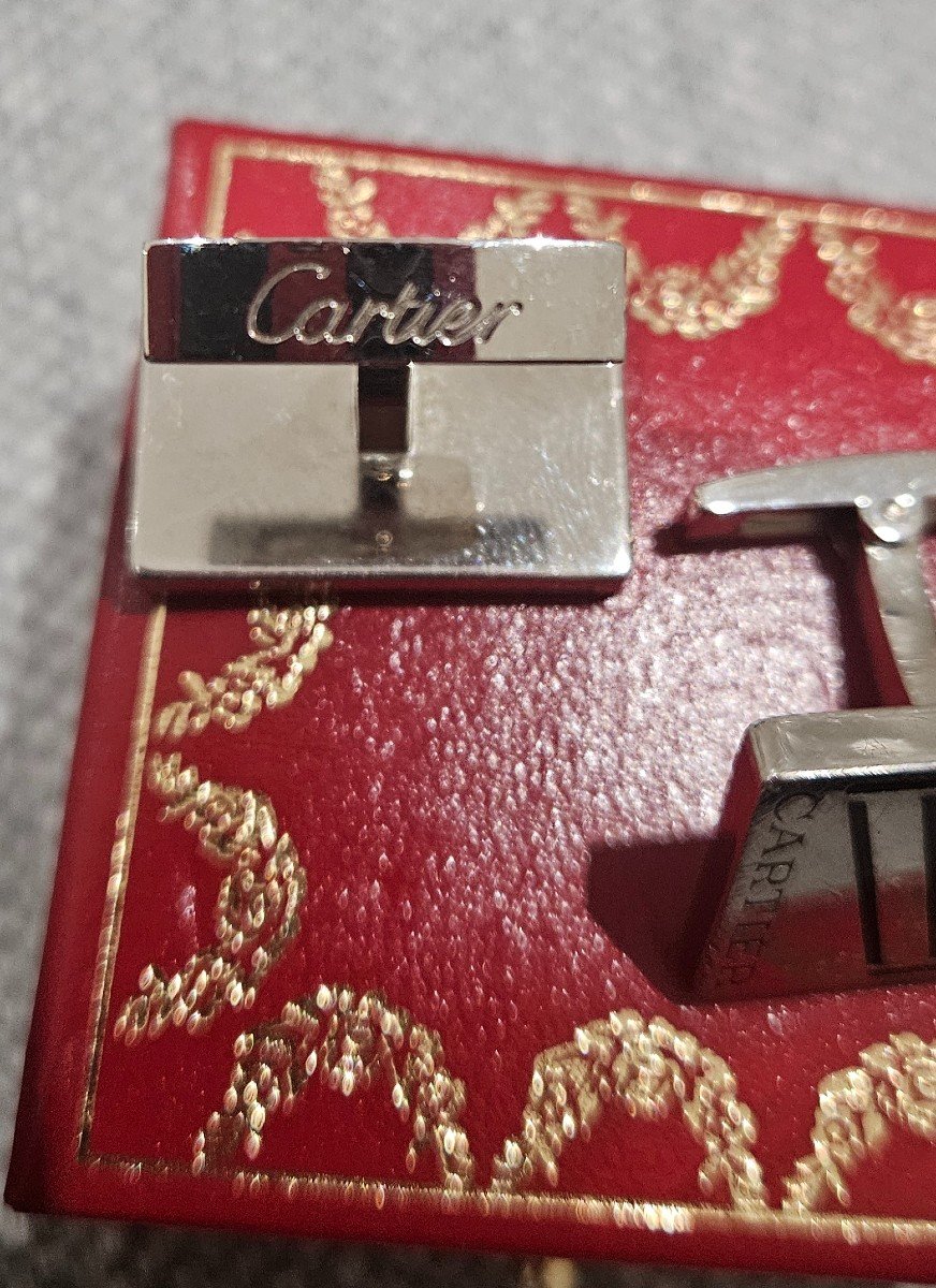 Paire De Boutons De Manchettes Cartier Argent 925-photo-3