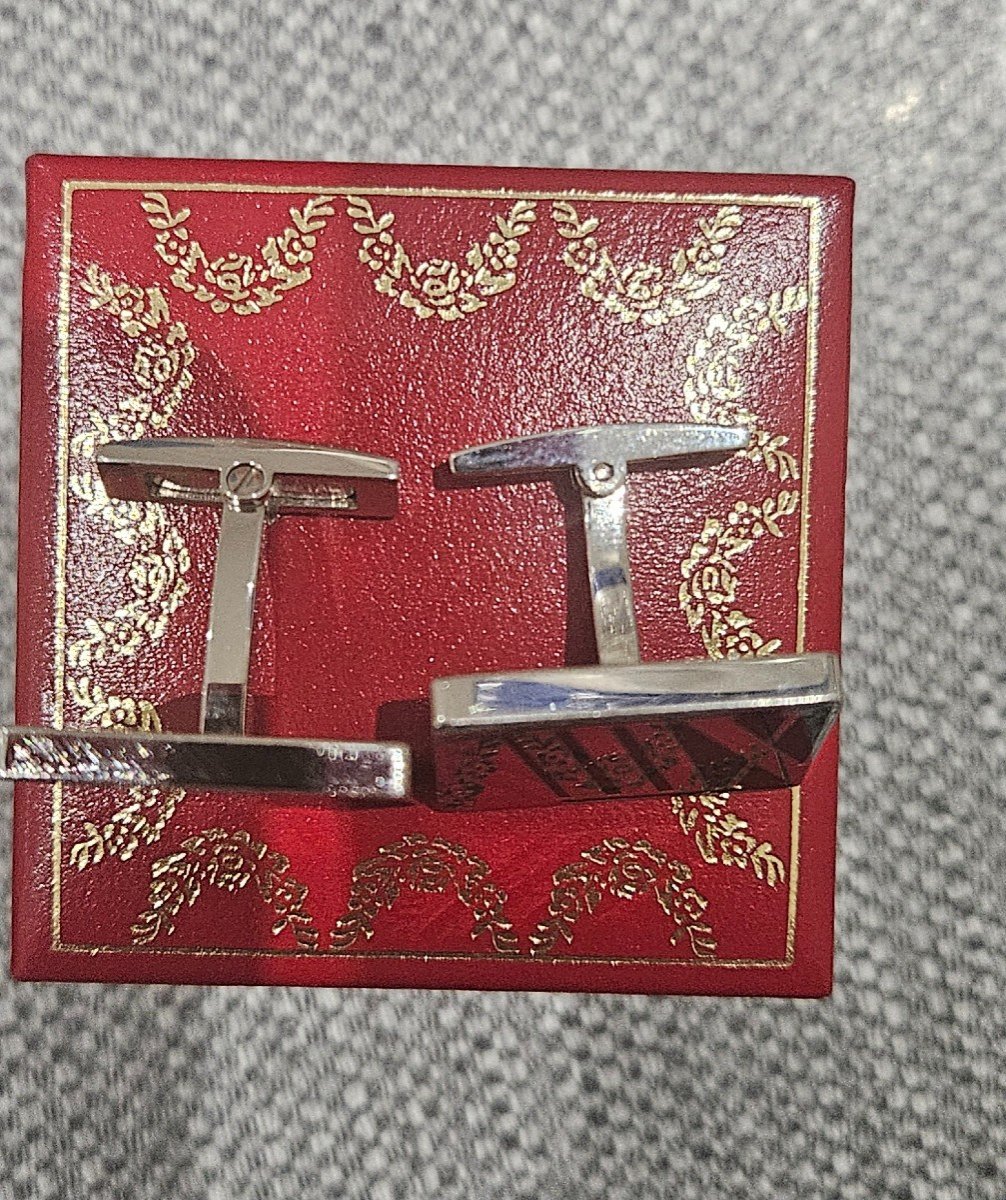 Paire De Boutons De Manchettes Cartier Argent 925-photo-3