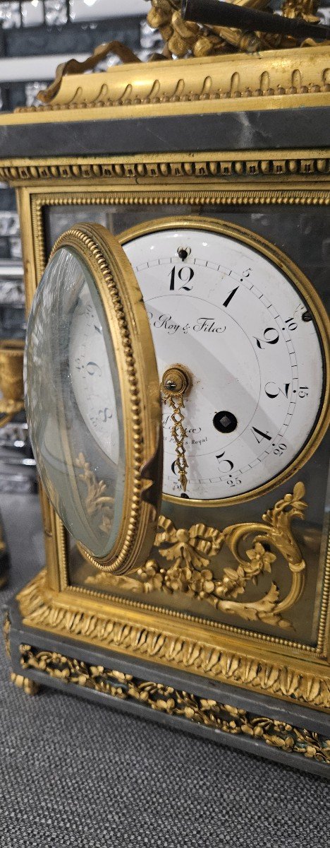 Cage Clock And 2 Candlesticks Gilded Bronze Le Roy Et Fils -photo-6