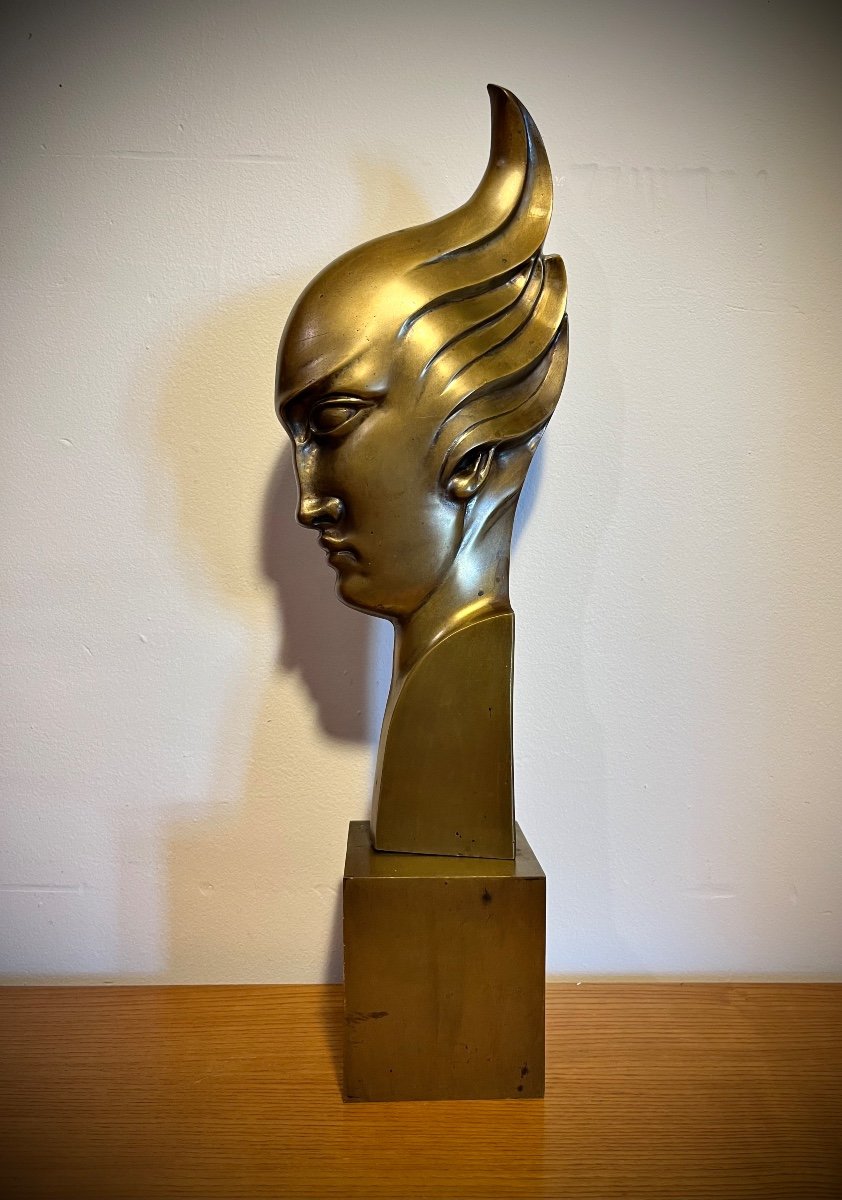 Attributed To Guido Cacciapuoti Art Deco Profile In Bronze 