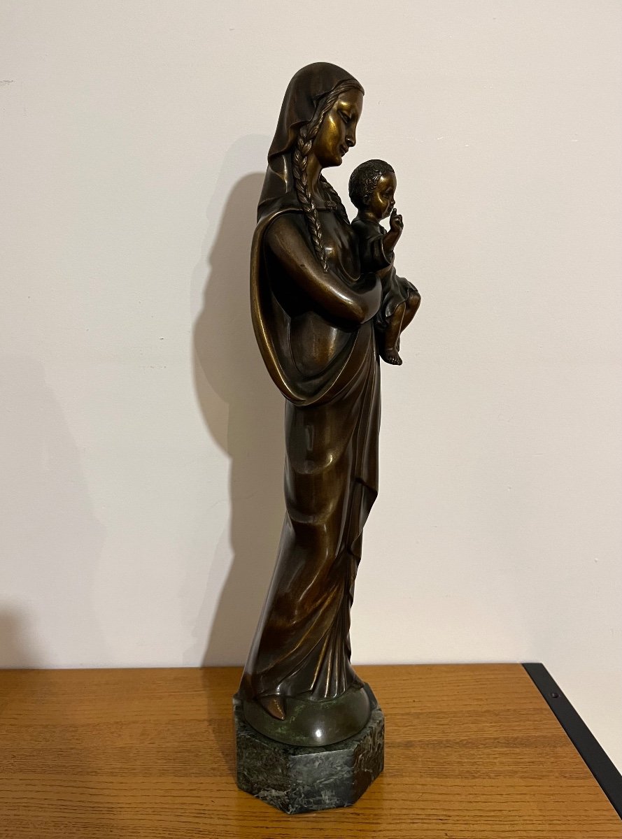 Isidro Juanico Plana - Vierge à l'Enfant En Bronze  -photo-4